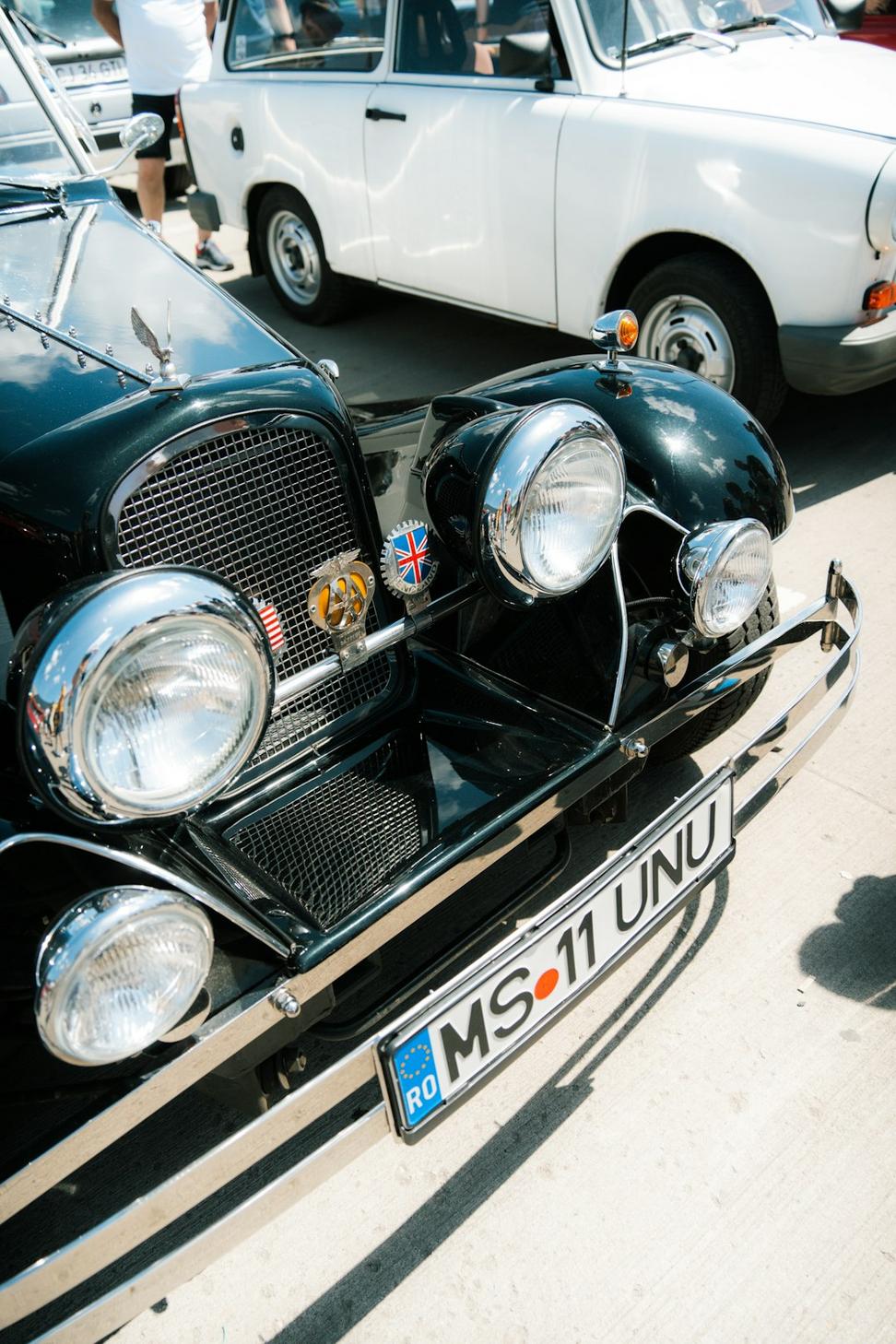 Classic car in motion